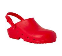 REPOSA MAX Clogs, Sanitary Clogs, Antistatic Natural Polymer, hi-tech thermoplastic Compound SEBS, Latex Comfortable, Light, Closed Upper, Side Holes, Anatomic SRC Sole Red