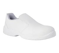 REPOSA Sanitary Shoes Nurse Closed Without Laces White Microfiber and Fabric Comfortable Soft Maximum Non Slip SRC en ISO 20347:2012, White, 10.5 UK
