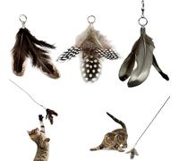 repounce Feather Toys Replacements (3 Pc) - Cat Toys & Kitten Toys for Indoor Kittens, Set of Replacement Feather Attachments Extra Small and Durable, for Cat Wands, Natural and Safe