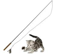 repounce Forever Stick - The Unbreakable Cat Teaser Wand, Extra Long Durable Interactive Toy for Indoor Cats, Cat Fishing Pole Toy for Bored Indoor Adult Cats, Feather String Toy On Stick Enrichment