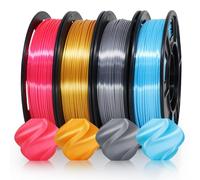 RepRapper 4x250g Pack of Silk PLA Filament 1.75 mm (± 0.03 mm)2.2 lbs (1 kg), Silky Shiny Shine 3D Printing Filament,3D Printer Filament Spools Pink, Gold, Blue, Silver