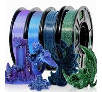 RepRapper Glitter Multicoloured Mixed 250 g x 4 Sample Pack, Shiny Galaxy PLA Filament 1.75 mm, Glow in The Dark 3D Printer Filament, Sparkle Laser Series 3D Printing Filament for 3D Printers