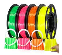 Reprapper Silk TPU Filament, 95A Shore Hardness TPU 1.75mm Bundle, Elastic 3D Printer Filament Pack, Flexible & Soft Filament for 3D Printer (± 0.03mm) 4 * 250G, Yellow/Pink/Green/Orange