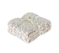 REPRECONF Fluffy Microfiber Leopard Knitted Throw Blanket Super Soft Cozy Lightweight Fleece Bed Blanket for Sofa Bed Stone Cream