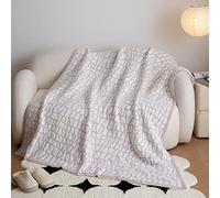 REPRECONF Ultra Soft Cozy Crocodile Pattern Buffalo Checkerboard Fluffy Microfiber Knitted Throw Blanket Lightweight Fleece Checkered Blanket for Sofa Couch Bed Travel Beige 51"X63"¡