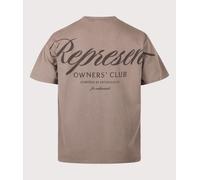 Represent Mens Oversized Fit Represent Owners Club Script T-Shirt - Colour: 17 Truffle - Size: Small
