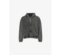 Represent Mens Represent Initial Boxy Zip-Up Logo-Embellished Cotton Hoody Vintage Grey 2XL
