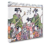 Representing the Dance by Torii Kiyonaga Asian Japanese Canvas Wall Art Print Ready to Hang, Framed Picture for Living Room Bedroom Home Office Décor, 14x14 Inch (35x35 cm)