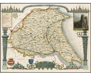 Reproduction 1838 Antique Map of Yorkshire East Riding by Thomas Moule, 48 x 33 cm