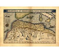 Reproduction Abraham Ortelius Map of Barbary Coast, Northern Africa from Morocco to Tunisia (Egypt, Libya, Mediterranean) Colour Map 48 x 33 cm