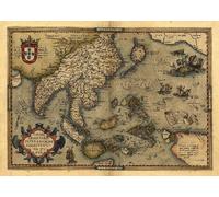 Reproduction Antique Map of Asia, Japan, (India, South East Asia, Indonesia, New Guinea, North West America, Malaysia), by Abraham Ortelius A1 Size 78 x 57 cm