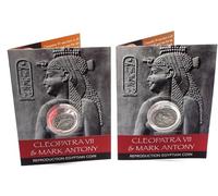 Reproduction Egyptian Coin Pack (2 Coins Cleopatra & Mark Antony) Galley Denarius