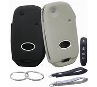 REPROTECTING Silicone Rubber Key Fob Cover Compatible with 2019 2020 2021 Kia Forte Soul Sorento Sportage Telluride Cerato K5 Sports GT NIRO（only fit for flip Key fob） Black Grey