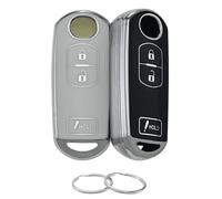 REPROTECTING TPU Key Fob Cover Compatible with 2010-2019 Mazda 3, 6, CX-5, CX-9 (Silver-Black/Silver-White, 3 Buttons/TPU)