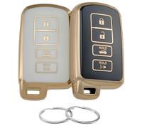 REPROTECTING TPU Key Fob Cover Compatible with 2012-2019 Toyota Avalon Camry Corolla Highlander RAV4 (Black/White)