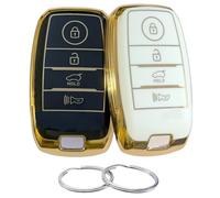 REPROTECTING TPU Key Fob Cover Compatible with (4 Buttons) 2013-2018 Kia Forte Forte Koup NIRO Optima Rio Sorento Soul Sportage (Black/White)