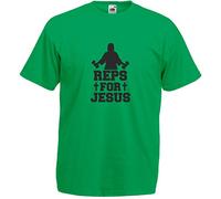 Reps for Jesus, Mens Printed T-Shirt - Kelly Green/Black 2XL