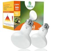 REPTI HOME Reptile Heat Lamp Bulbs, Heat Bulb for Reptiles 2 Pack-50W, E27 Vivarium Basking Spot Light for Tortoise, Lizard, Snake, Bearded Dragon, Puppy, Chick