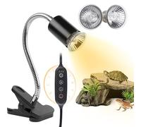 REPTI HOME Tortoise Heat Lamp Basking Spot, Reptile UVA UVB Lamp with Clamp Stand(Cycle Timer), 360°Rotatable Turtle UVB Heat Bulb 25W & 50W for Lizard, Snake, Chameleon, Beared Dragon