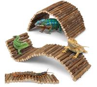 Reptile Accessories, 2pcs Bearded Dragon Hide and Tortoise Hideout, Modular Climbing Structures for Enclosures, Bendable Bridge Set.