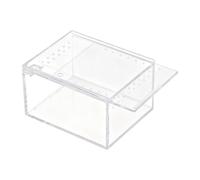 Reptile Acrylic Feeding Box, Transparent I-nsect Habitat Terrarium, Portable Breeding Box with Sliding Lid for Reptile Turtle Frog Praying Mantis Scorpion Spider Lizards Snails, 10.5 x 8.5 x 6 cm