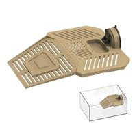 Reptile Basking Landscape - Floating Pier With Feeding Bowl, Single Tiered Climbing Ramp For Semi-Aquatic Pets, Resin Texture Dock With Vacuum Grip, Vivarium Accessory, Rest Station For Tanks