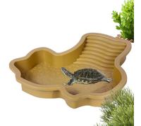 Reptile Bath | Tortoise Water Dish Bath Tub | Basking Terrace with Ramp, Aquarium Decor Feeding Supplies for Frogs, Lizards, Bearded Dragon, Snakes