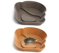 Reptile Bathing Pool 2PCS, Plastic Water Dish with Ramp, for Turtle, Gecko, Snake, Lizard