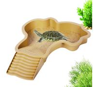Reptile Bathing Pool - Detachable Climbing Ramp, 13.78 Inch ABS Polymer Tortoise Dish, Amphibian Habitat Feeding Basin, Anti Slip Structure Aquatic Tub | Terrarium Ornament For Keepers & Vets