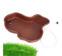 Reptile Bathing Pool with Ramp and Basking Stand, Tortoise Bath, Bottom Drainage Circulating Water Decorative Landscaping Basin, for Tortoise Chameleon Hamster Scorpion Gecko