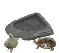 Reptile Bathtub, Multipurpose Water Bowl for Small Pets Such as Lizards, Frogs and Snakes, Realistic Rock Shaped Bowl for Aquariums