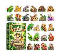 Reptile Calendar 2026 Christmas Advent 24-Day Countdown 2D Acrylic | Reptile Pet Club Festive Ornament Advent for Animal Lovers Kids Adults Home Living Room Tree Wall Window Mantel Holiday