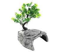 Reptile Cave - Resin for Lizards Snake Amphibians | Sturdy Terrarium Shelter with Natural Rock Texture, Basking Space, Hiding Spot for Leopard Gecko Chameleons Turtle Tank Decor