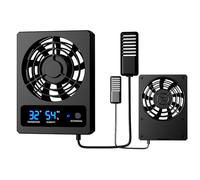 Reptile Cooling Fan - Led Display Gauge, Intelligent Ventilation Device 12x8cm, Solid Wind Circulation, Moisture Monitor Long Tail Tool | Tank Terrarium