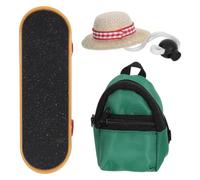 Reptile Costume Set with Mini Skateboard Backpack and Adjustable Hat | Green Plastic and Polyester Trio, for Small Reptiles, Outdoor Outings, Photoshoots