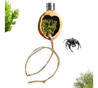 Reptile Decor - 4.5x3x3cm Magnetic Walnut Shelter Terrarium Accessory With Rope Attachment, Secure Climbing Space, Small Enclosure Comfort Retreat | Terrarium for Geckos Lizards