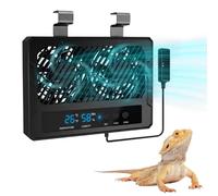 Reptile Double Ventilation Fan,Reptiles Vivarium Cooling with Humidity Sensor & LED Display for Rainforest Ecological Tank, Gecko, Bearded Dragon Enclosure