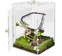 Reptile Enclosure 10 Gallon for Crested Gecko, Lizard, Bearded Dragon, Snakes，Frogs, Large Spiders, Acrylic Reptile Tank Feeding Terrarium with Front & Top Opening Doors and Vent Holes - 12"*12"*18"