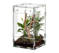 Reptile Enclosure - Front Opening Escape Proof Habitat, Acrylic Jumping Spider Habitat, Full Transparency Observation Tank, Magnetic Secure Locking Door, Habitats Ventilation System