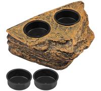Reptile Feeder Bowl, Magnetic Feeder Ledge,Plastic Food,Water Dish,Double Bowl,14.5x6x10cm,for Crested Geckos Chameleons Lizards
