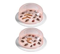Reptile Feeding Bowl 2 Pieces Anti Tip Terrarium Pet Water Feeder Tray | Leopard Gecko Feeding Dish for Snake Lizard Leopard Frog Chameleon Indoor Garden Yard Pink round base