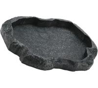 Reptile Feeding Bowl, Imitation Rock Resin Reptile Water Dish Tortoise Feeder, for Snake, Scorpion, Lizard, Crabs (Grey,18x14x2cm)