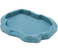 Reptile Feeding Bowl, Imitation Rock Resin Reptile Water Dish Tortoise Feeder, for Snake, Scorpion, Lizard, Crabs (Blue,18x14x2cm)