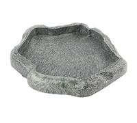 Reptile Feeding Bowl Resin Rock Water Dish for Tortoise Lizard Iguana Snake Terrarium Accessories Natural Dark Green