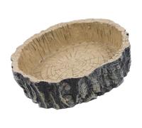 Reptile Feeding Bowl Sturdy Resin Tree Stump Shape for Gecko | Corner Placement, Easy to Clean Design, Prevents Overflowing, Brown Finish, Close to Nature Style
