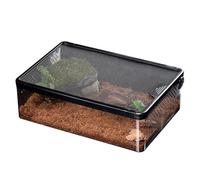Reptile Feeding Box- Clear Cage 22x32x10cm, PC + Metal Mesh Container, Durable Enclosure with Vented Lid | Terrarium Safe for Beetles, Scorpions, Spiders, GR