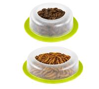 Reptile Feeding Dish - 2-Bowl Anti-Escape | BOR | 8.5 x 6.8 cm, ABS, anti-roll base, translucent, for lizards, chameleons and flour