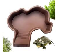 Reptile Feeding Dish | Tortoise Water Bowl with Ramp - Decoration Basin Landscaping Basking Platforms Aquarium Ornament for Hermit Crab Lizard Bearded Dragon Snake