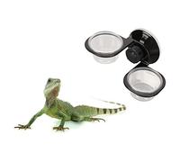 Reptile Feeding Ledge with Suction Cups, Crested Gecko Food Water Bowl Dish for Lizard Bearded Dragon Chameleon Snake Small Reptiles, Space Saving Double Bowl Feeder for Terrarium