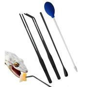 Reptile Feeding Spoon, Reptile Feeding Tongs - 4 Piece Twezers Set with Rubber Tip, Comfortable Professional Terrarium Reptile Supplies for Gecko Liza